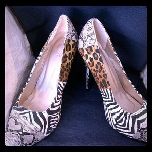 Qupid Multi Animal Print Heels
